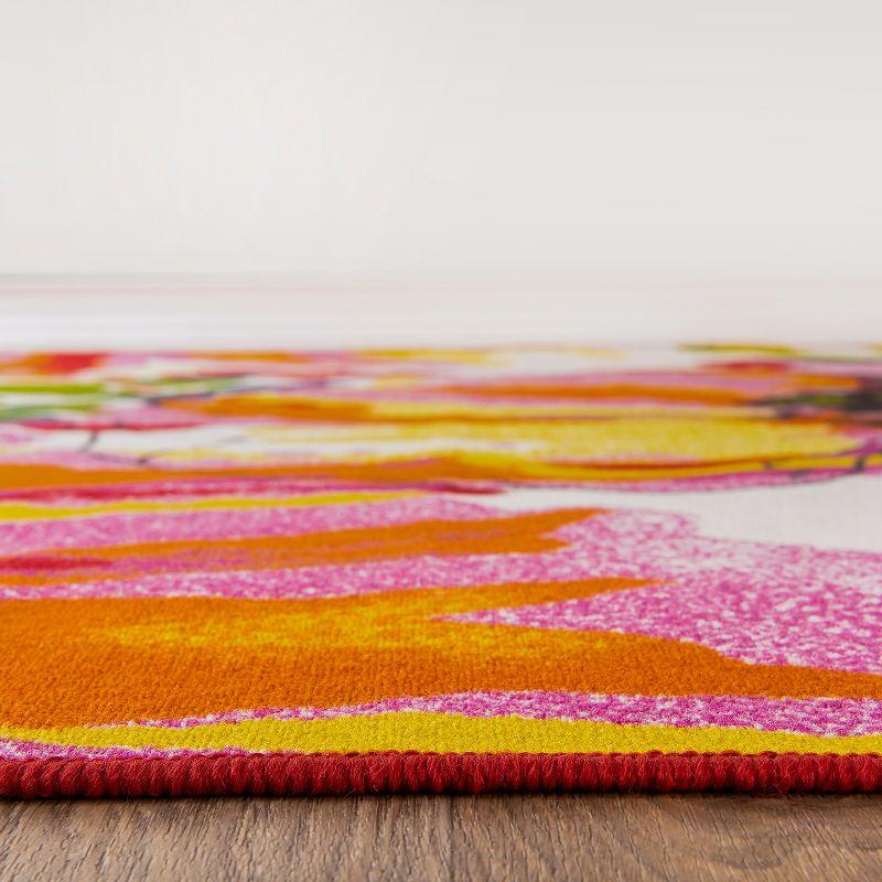 World Rug Gallery Modern Bright Flowers Non-Slip Area Rug