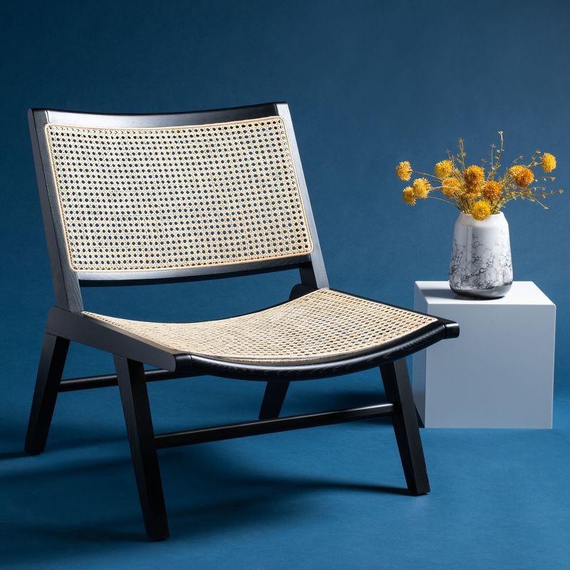 Transitional Auckland 26" Black and Natural Rattan Armless Side Chair