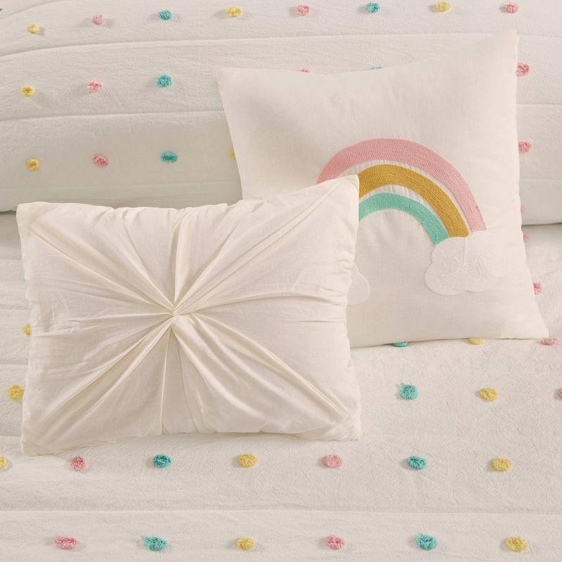 Intelligent Design Kids Callie Pom Pom Cotton Jacquard Quilt Set with Throw Pillows