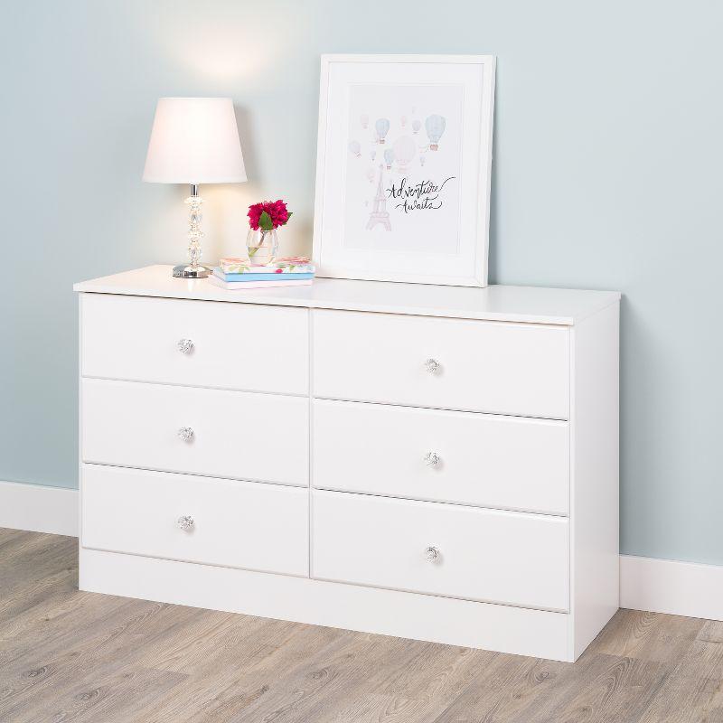 Astrid 6 Drawer Dresser White - Prepac: Laminated Wood Composite, Easy-Glide, Safety Stops