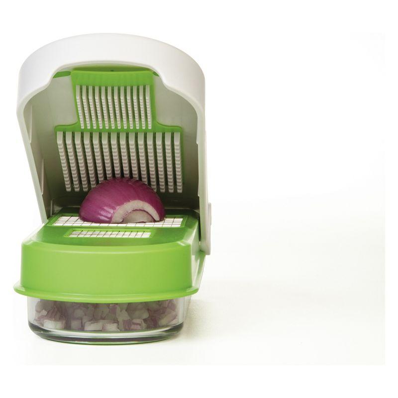 Prepworks Onion Chopper: Manual Veggie Dicer, 2 Stainless Steel Blades, Dishwasher-Safe, Clear, 3-Piece Set