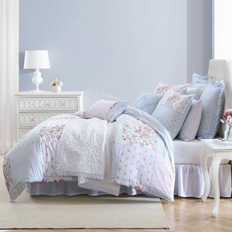 Laura Ashley Hope Patchwork Cotton Blue Bonus Duvet Cover Set