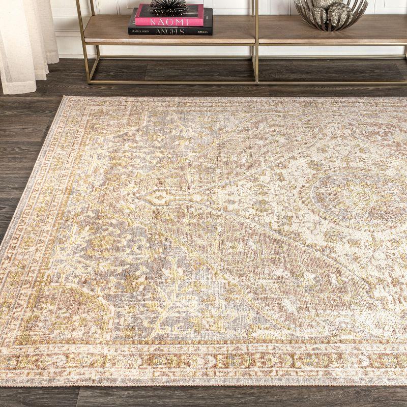 8'x10' Petras Modern Ornate Medallion Area Rug, Gray/Brown - JONATHAN Y