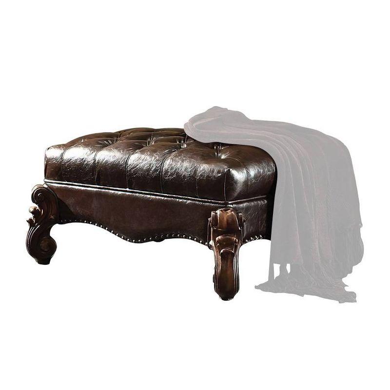 37" Versailles PU Two-Tone Ottoman Dark Brown/Cherry Oak - Acme Furniture