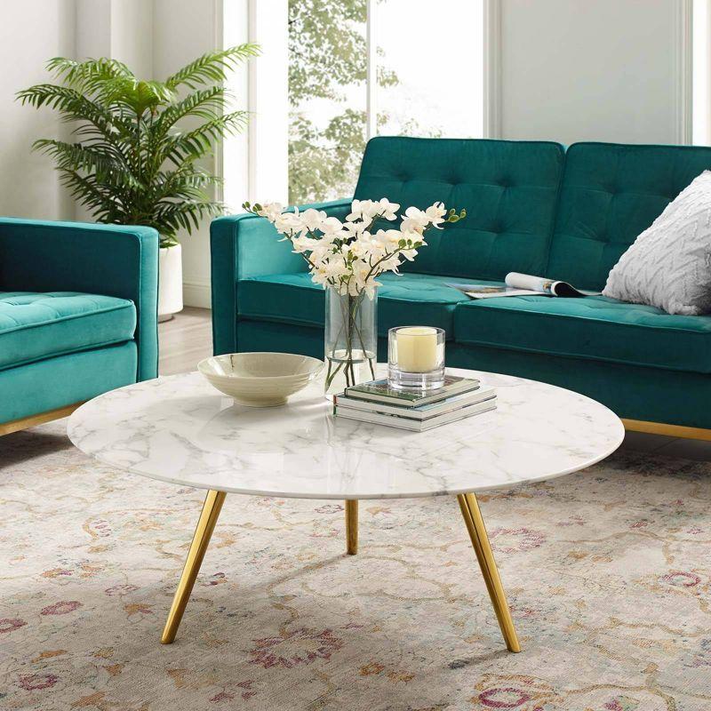 Modway Carson Carrington Bata Round Artificial Marble Coffee Table by Modway