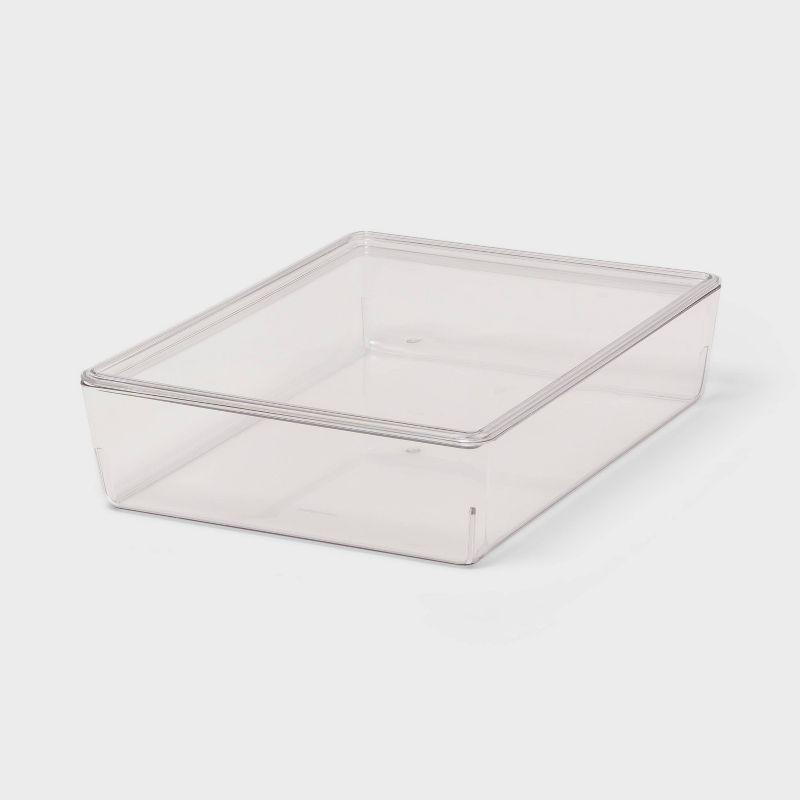 6L Stacking Clear Bin with Lid - Brightroom™: PET Material, Stackable Storage for Crafts & Cleaning Supplies