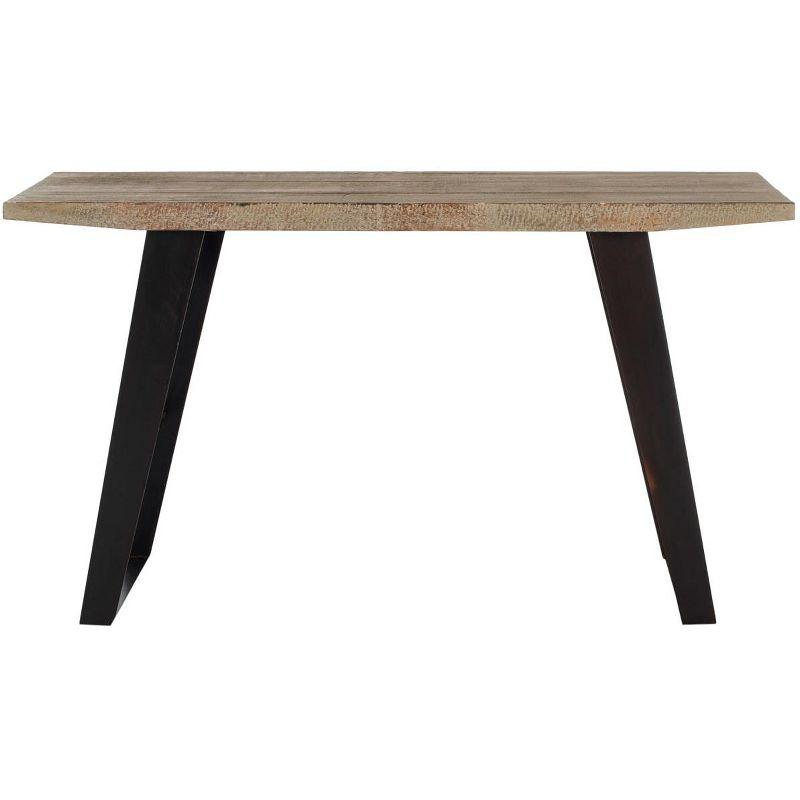 Transitional Waldo 53'' Black/Brown Wood and Metal Console Table with Storage