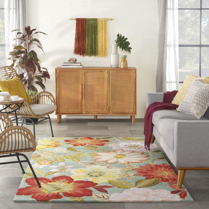 Nourison Fantasy FA18 Aqua Area Rug 5' x 7'6"