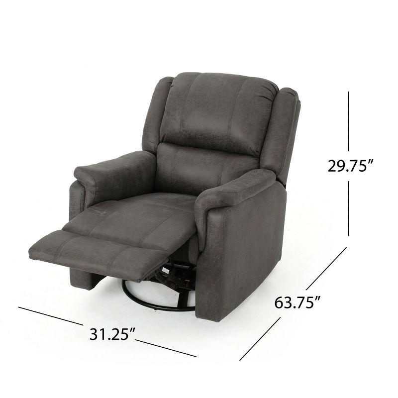 Slate Microfiber Swivel Recliner with Tufted Back