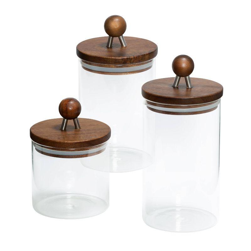 Honey-Can-Do 3pc Acacia and Glass Canister Set