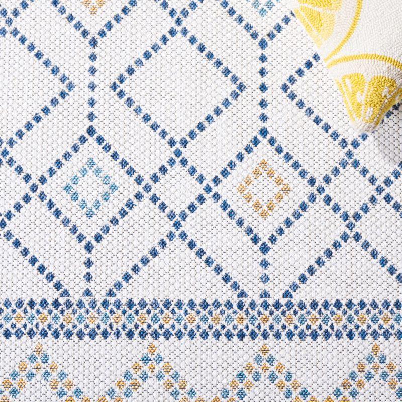 Courtyard CY9681 Power Loomed Indoor/Outdoor Area Rug - Ivory/Navy Yellow - 6'7"x6'7" - Safavieh.