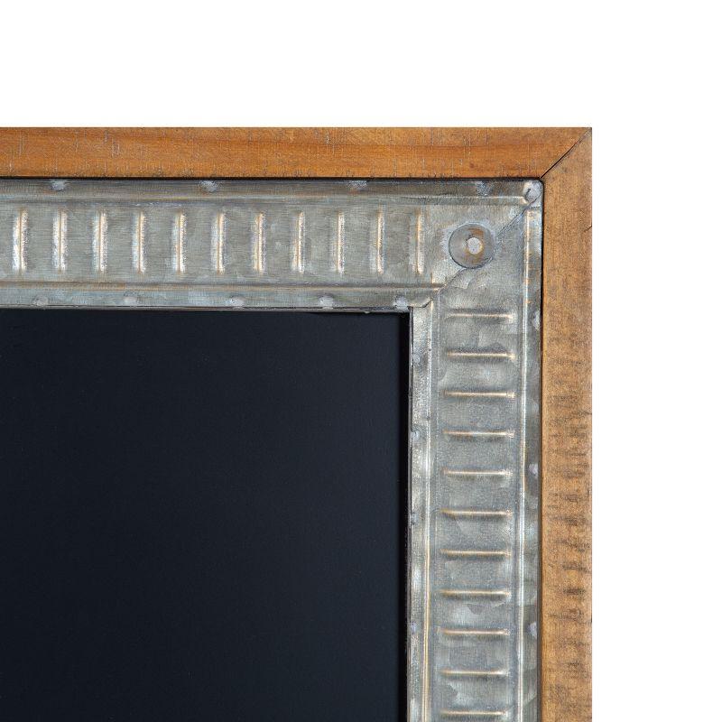 Rustic Brown Wood and Metal Framed Magnetic Chalkboard, 24x30