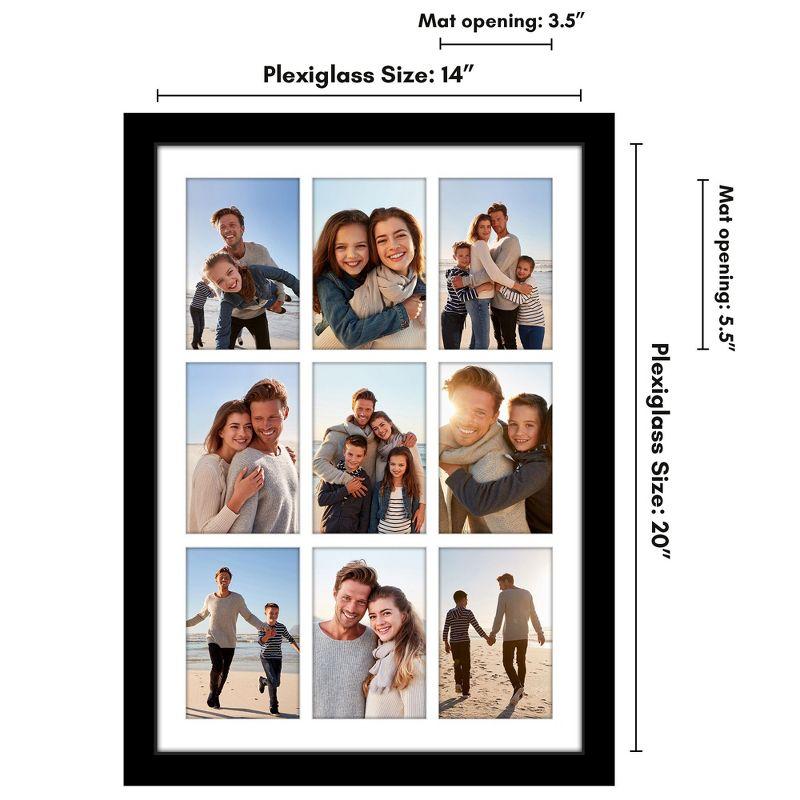 Americanflat 14x20 Collage Picture Frame - Fits Nine 4x6 Photos or One 14x20 Photo - Black