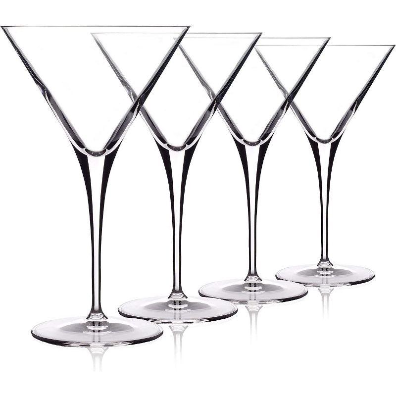 Luigi Bormioli Crescendo Martini Glasses, Set of 4 - 10 oz Lead-Free Crystal Glass with Titanium Reinforced Stems & Laser Cut Rim