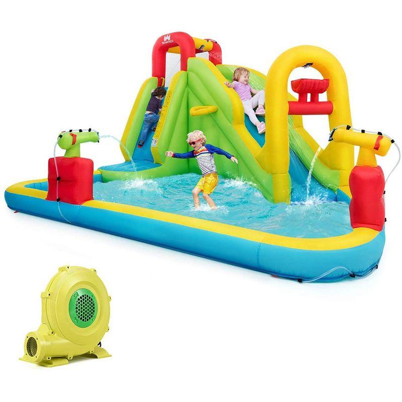 Colorful Inflatable Water Slide with Splash Pool and Blower