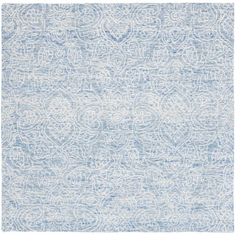 Hand-Tufted Blue Wool Square Area Rug