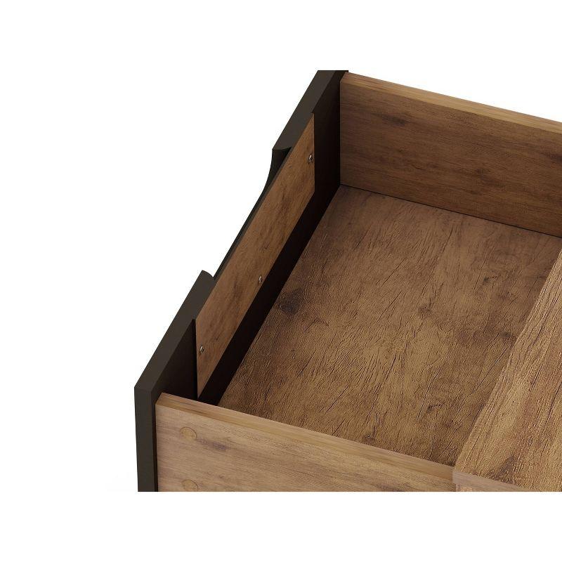 2.0 Rockefeller Nightstand Textured Gray - Manhattan Comfort: Modern Bedside Table, 2 Drawers, Metal Legs