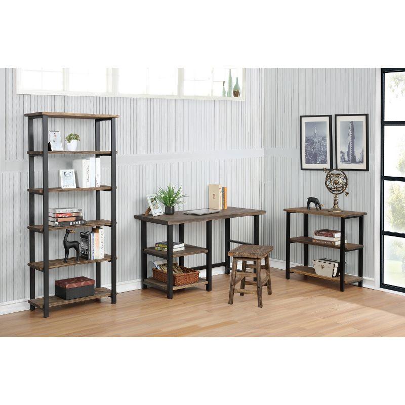 Pomona Writing Desk with Two Shelves Metal and Solid Wood Natural - Alaterre Furniture: Modern Style, Open Storage, Home Office