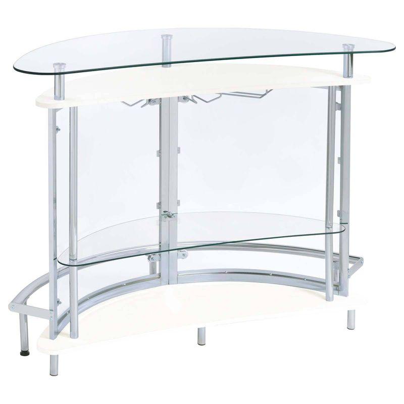 Coaster Amarillo Modern 2 Tier Home Bar Cabinet White/Chrome