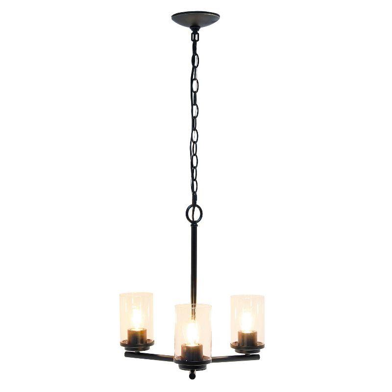 3-Light 15" Classic Contemporary Clear Glass/Metal Hanging Pendant Chandelier - Lalia Home