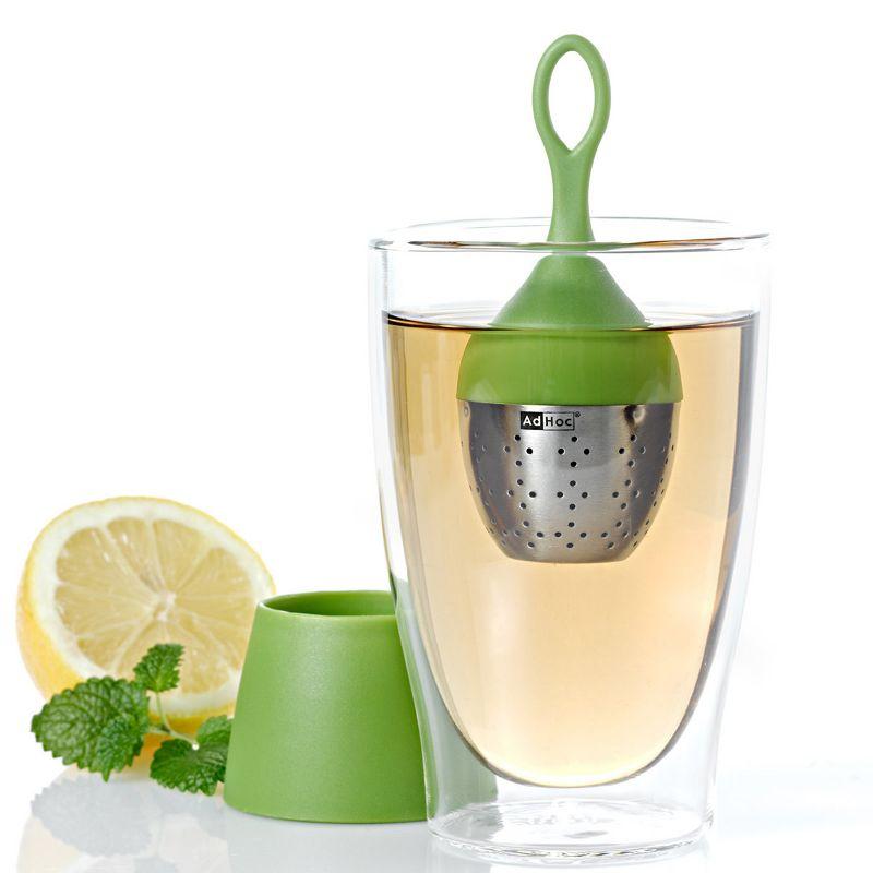 AdHoc Green Stainless Steel Floating Tea Infuser with Stand