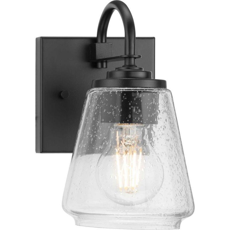 Martenne Matte Black and Seeded Glass Vanity Light