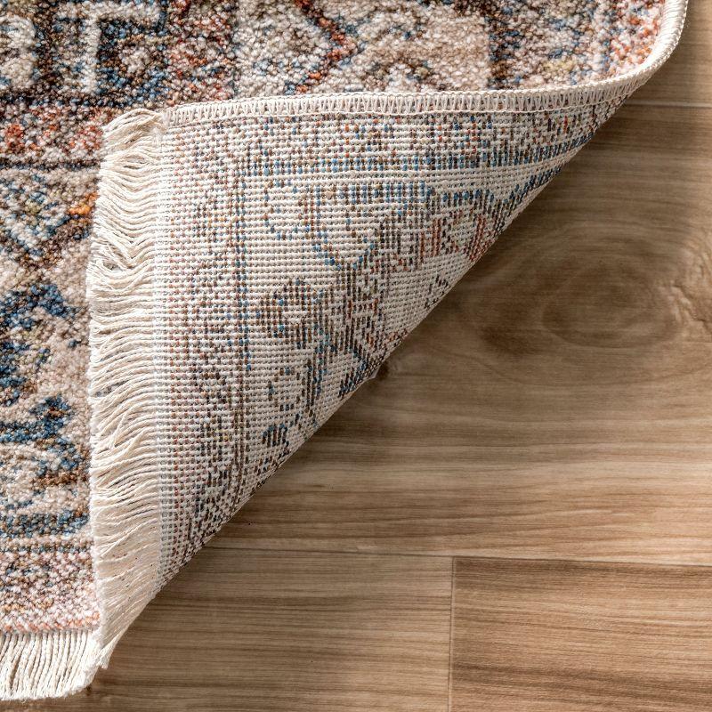 Nuloom Harriet Medallion 5 Round Indoor Area Rug for Living Room Bedroom Dining Room Kitchen, Light Brown/Ivory