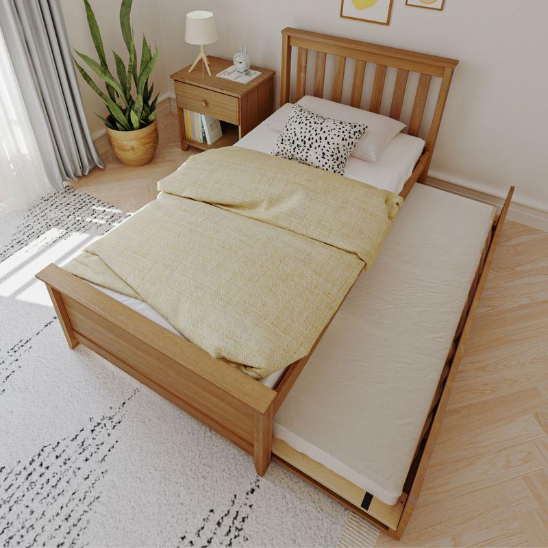 Max & Lily Twin Bed Frame with Trundle, Classic Solid Wood Platform Bed with Storage