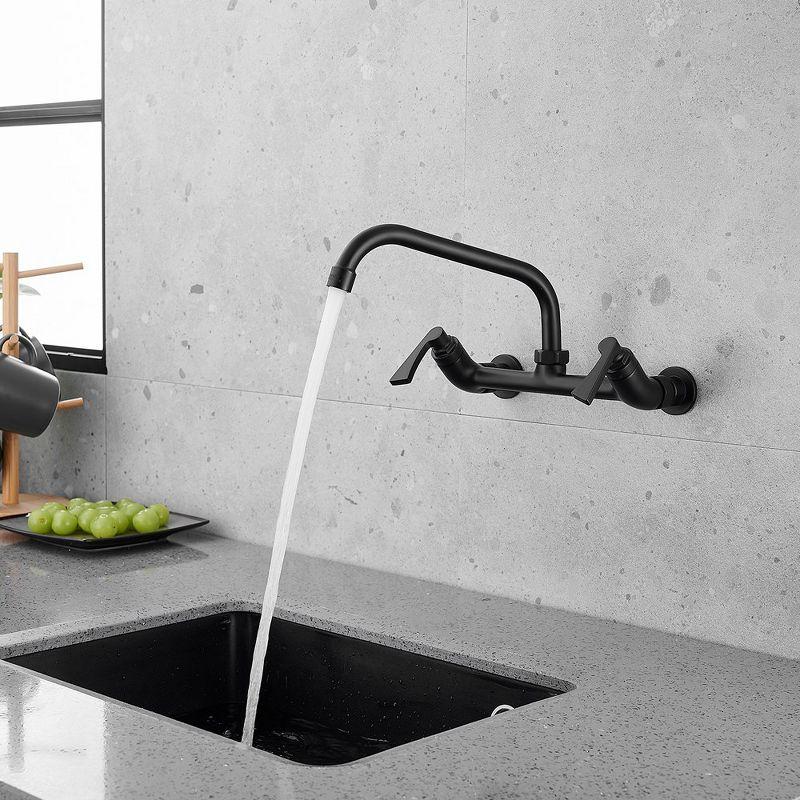 BWE Double-Handles Commercial Sink Faucet with 8" Swivel Spout Wall Mount Standard Kitchen Faucet