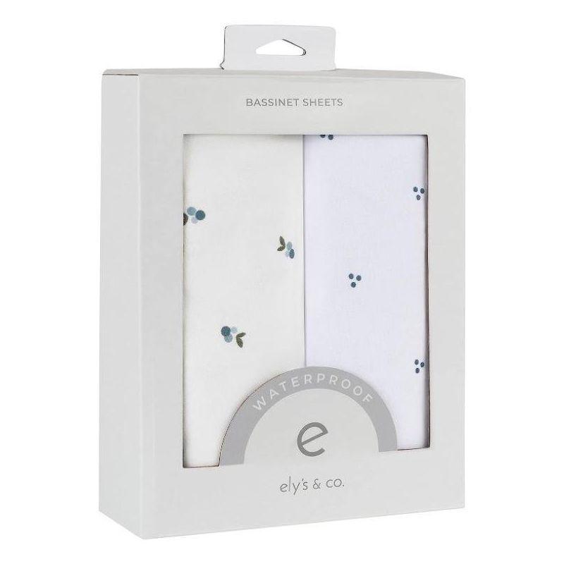 Ely's & Co. Waterproof Crib Sheets -Berry and Cluster Dot Blue 2 Pack