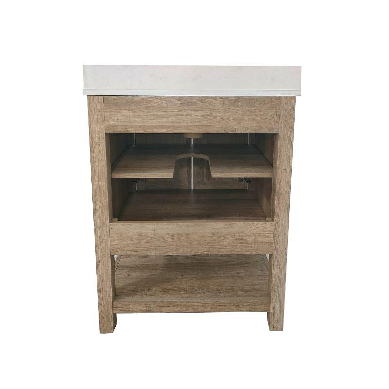 Flash Furniture Vega Bathroom Vanity with Sink Combo, Storage Cabinet with Soft Close Doors and Open Shelf, Carrara Marble Finish Countertop