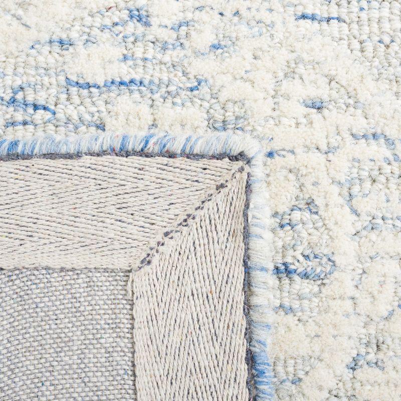 Classic Blue Square Hand-Tufted Wool Rug - 6' Elegance