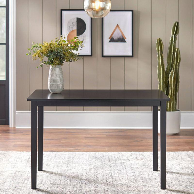 Buylateral Shaker Rectangular Dining Table Black: Transitional Style, Rubberwood, Seats 4