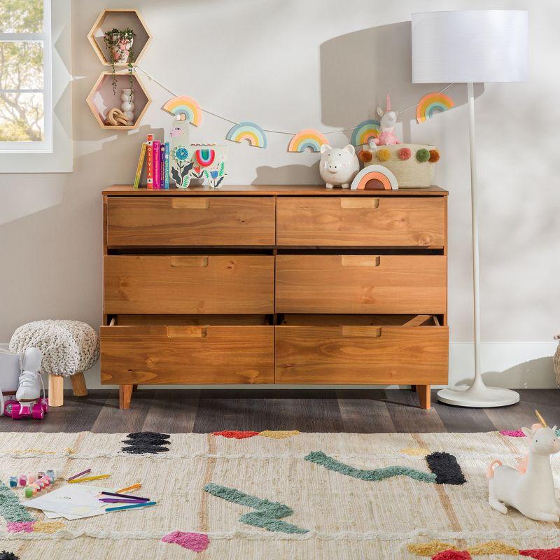 Caramel Mid-Century Double Dresser with Extra Deep Drawers