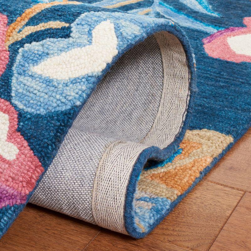 Handmade Blue Floral Wool Tufted Area Rug, 3' x 5'