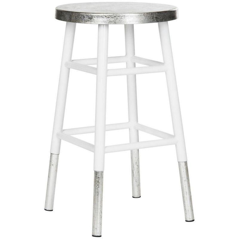 Kenzie Silver Dipped Counter Stool - FOX3211 - White/Silver - Safavieh Couture