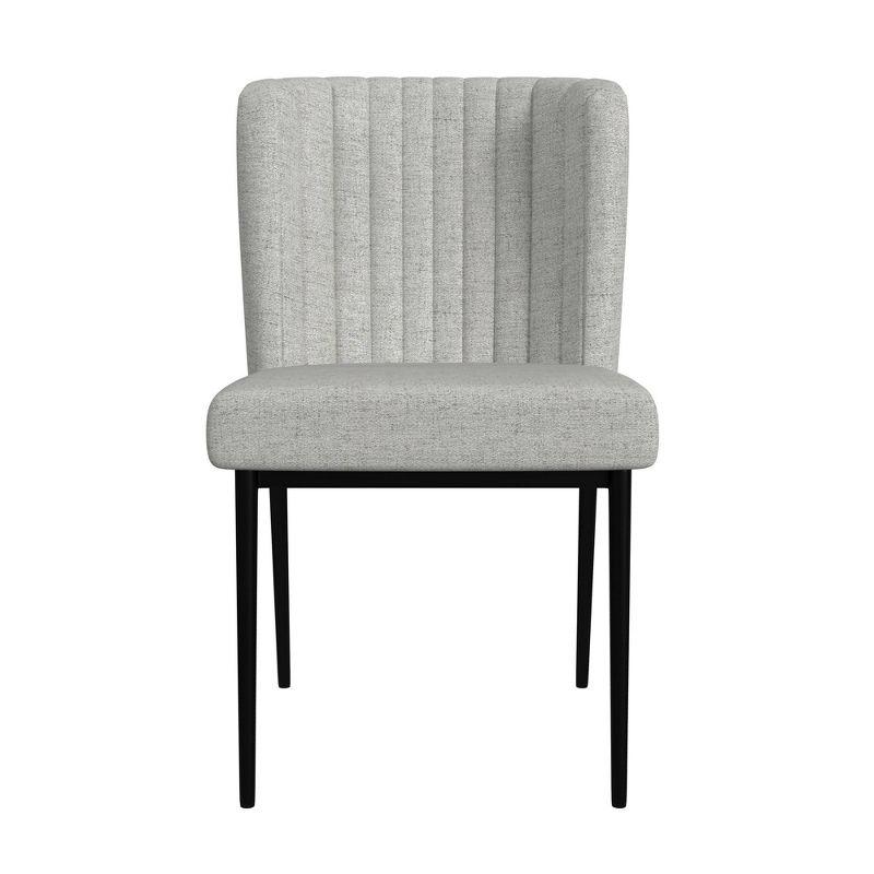 Channel Back Dining Chair with Metal Legs Light Gray - HomePop