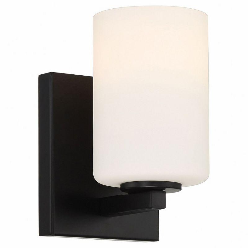 Sienna Matte Black Glass Cylinder Vanity Light