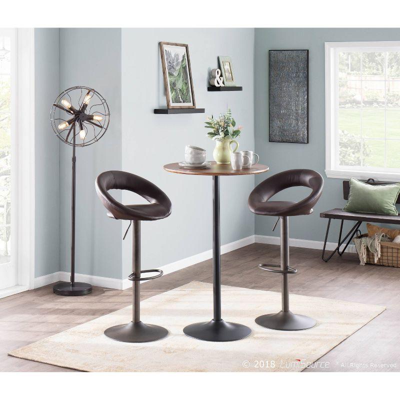 LumiSource Pebble Mid-Century Modern Bar Height Table Walnut/Black : Rustic Style, Round Top, Metal Pedestal Base