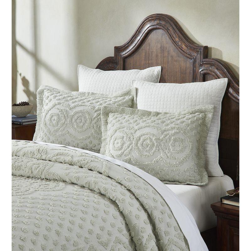 Sage Cotton Tufted Chenille Euro Sham