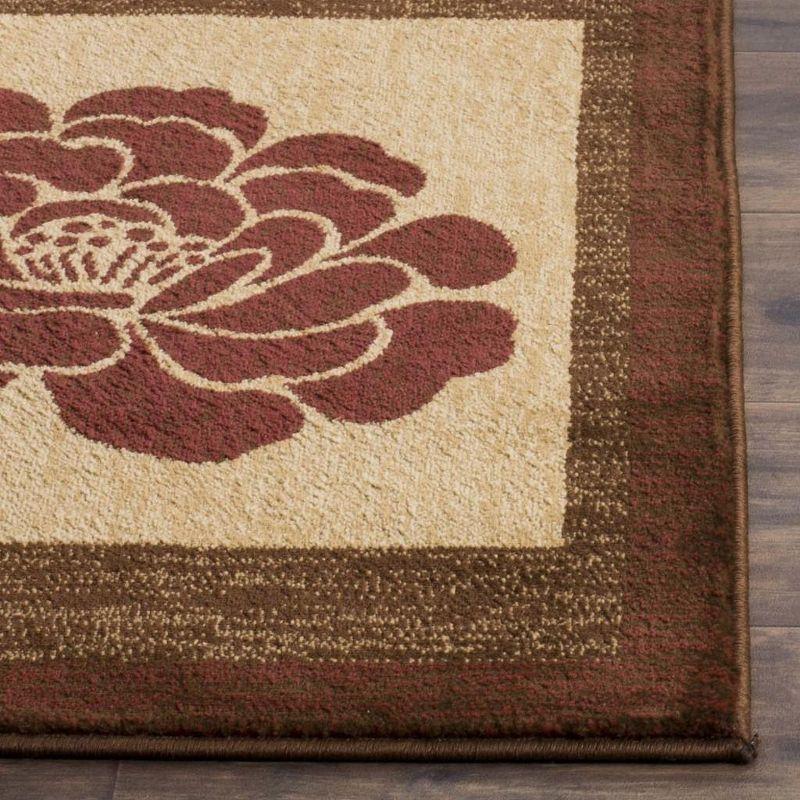 Elegant Traditional 79" Brown Synthetic Rectangular Rug