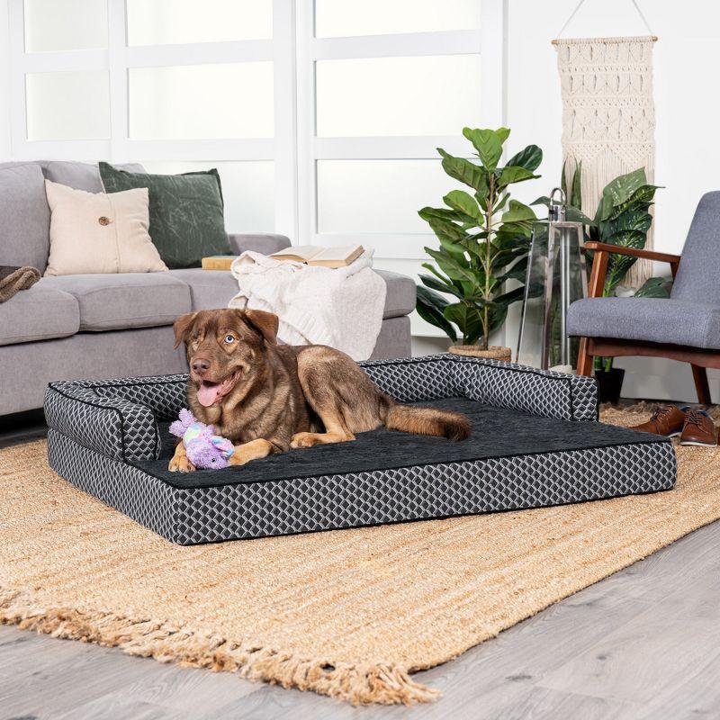 Diamond Gray Orthopedic Large Pet Sofa Bed with Bolsters