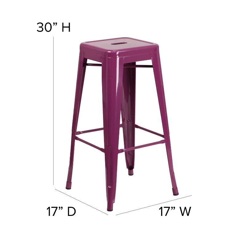 30'' High Backless Distressed Antique Blue Metal Indoor-Outdoor Barstool