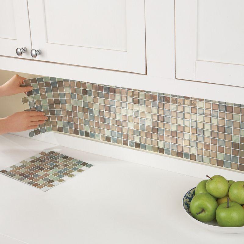 Multi-Colored Adhesive Mosaic Backsplash Tiles Set for Kitchen and Bathroom