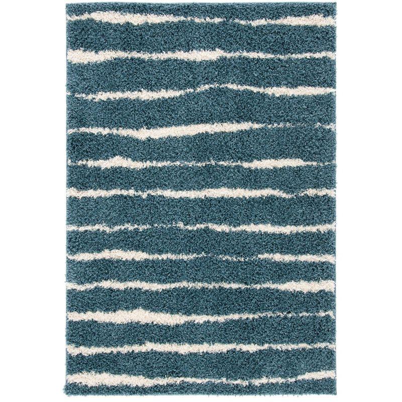 Venus Shag VNS603 Power Loomed Indoor Area Rug - Turquoise/Ivory - 5'3"x7'6" - Safavieh
