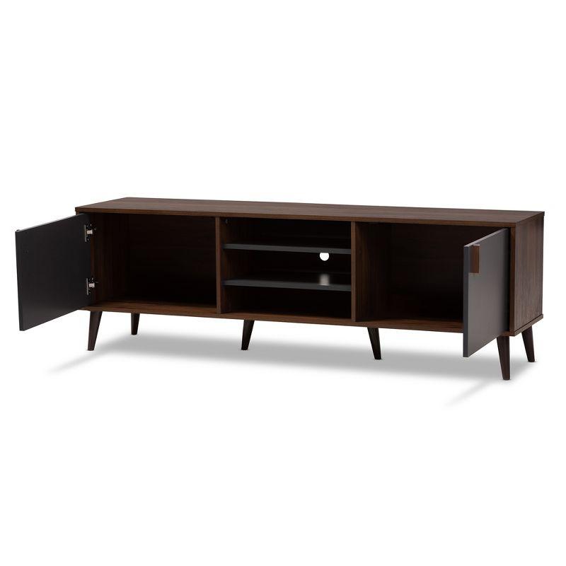 Samuel Finished TV Stand for TVs up to 55", Engineered Wood Walnut Brown/Dark Gray - Baxton Studio