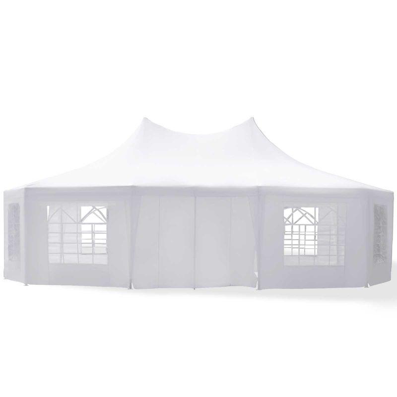 Outsunny Canopy Party Event Tent with 2 Pull-Back Doors, Column-Less Event Space, & Cathedral Windows, White