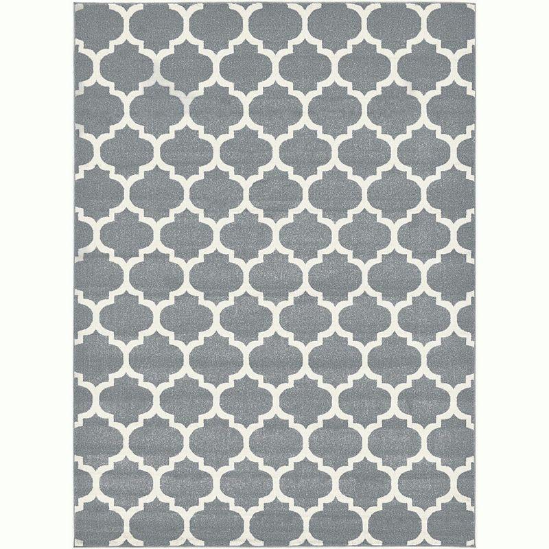 Elegant Dark Grey Trellis Synthetic 8' x 11' Area Rug