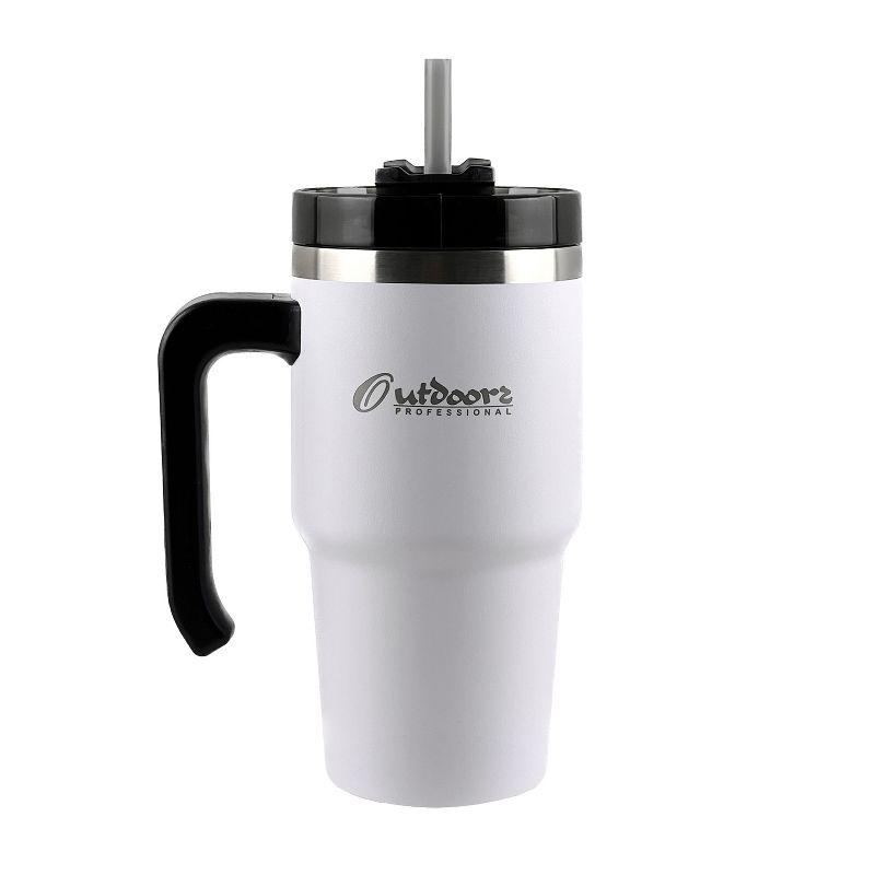 Outdoors Professional 20-Oz. Stainless Steel Double-Walled Insulated Tumbler with Straw