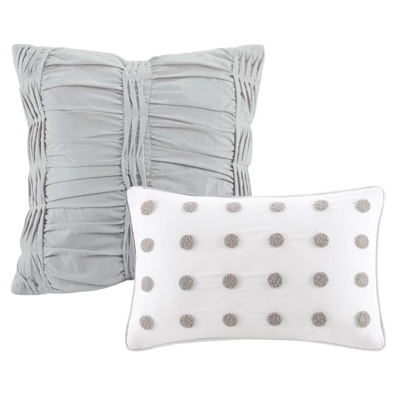 Brooklyn Cotton Jacquard Duvet Cover Set with Euro Shams and Throw Pillows